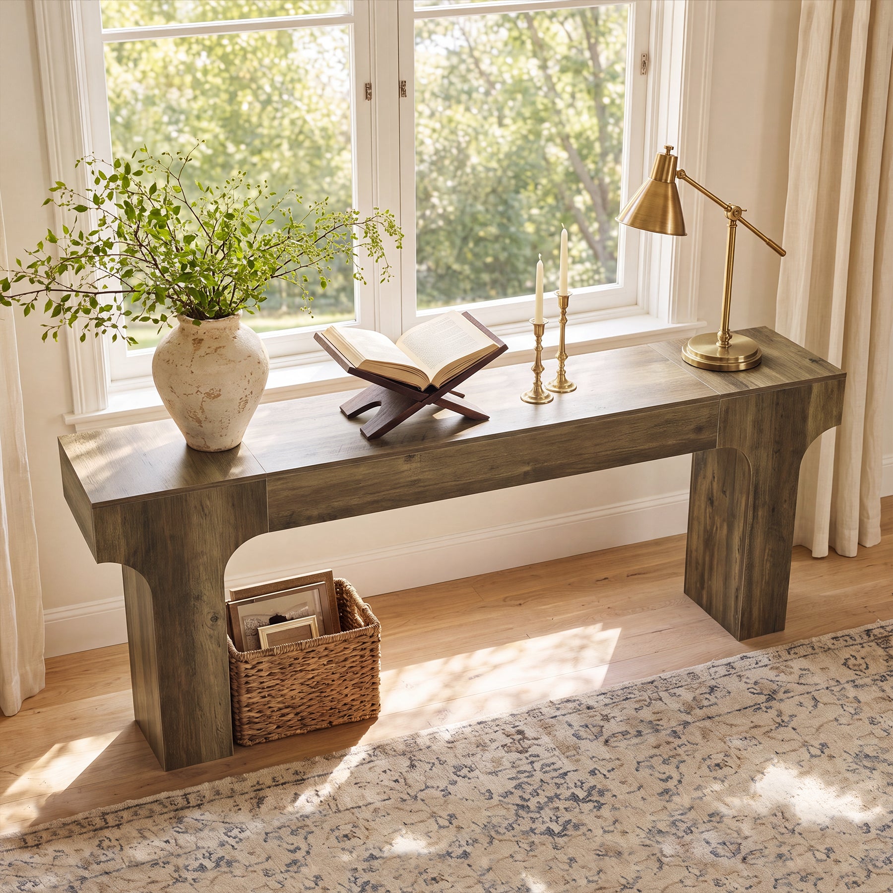 Tribesigns 79-Inch Extra Long Console Table with Arched Base, Farmhouse Sofa Table for Entryway