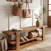 Tribesigns 63-Inch Solid Wood Entryway Bench, Shoe Storage Bench with 2-Tier Shelf for Hallway 3
