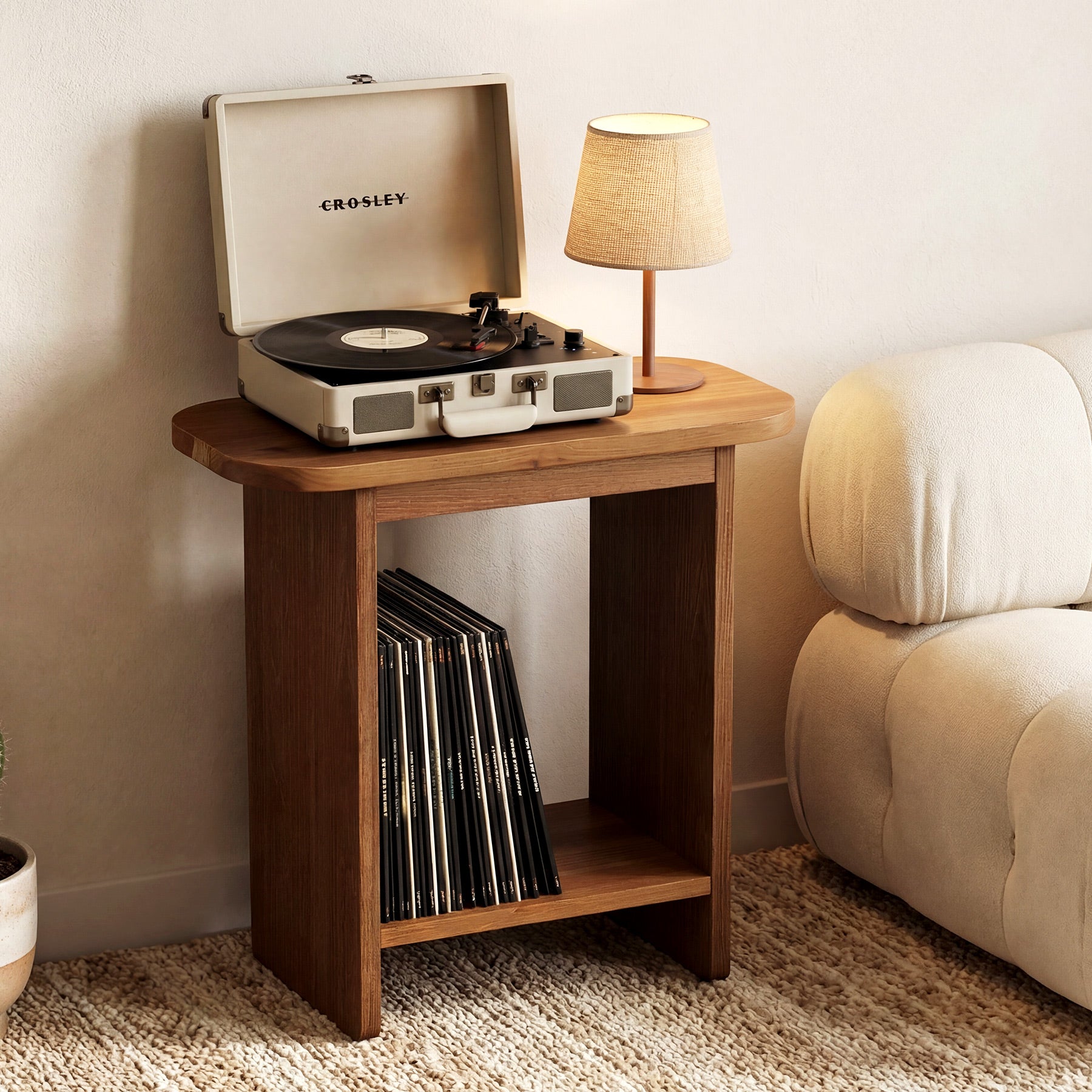 Tribesigns 23.6-Inch Solid Wood Side Table with H-Shaped Frame and 2-Tier Storage Shelf, Farmhouse Narrow End Table for Living Room