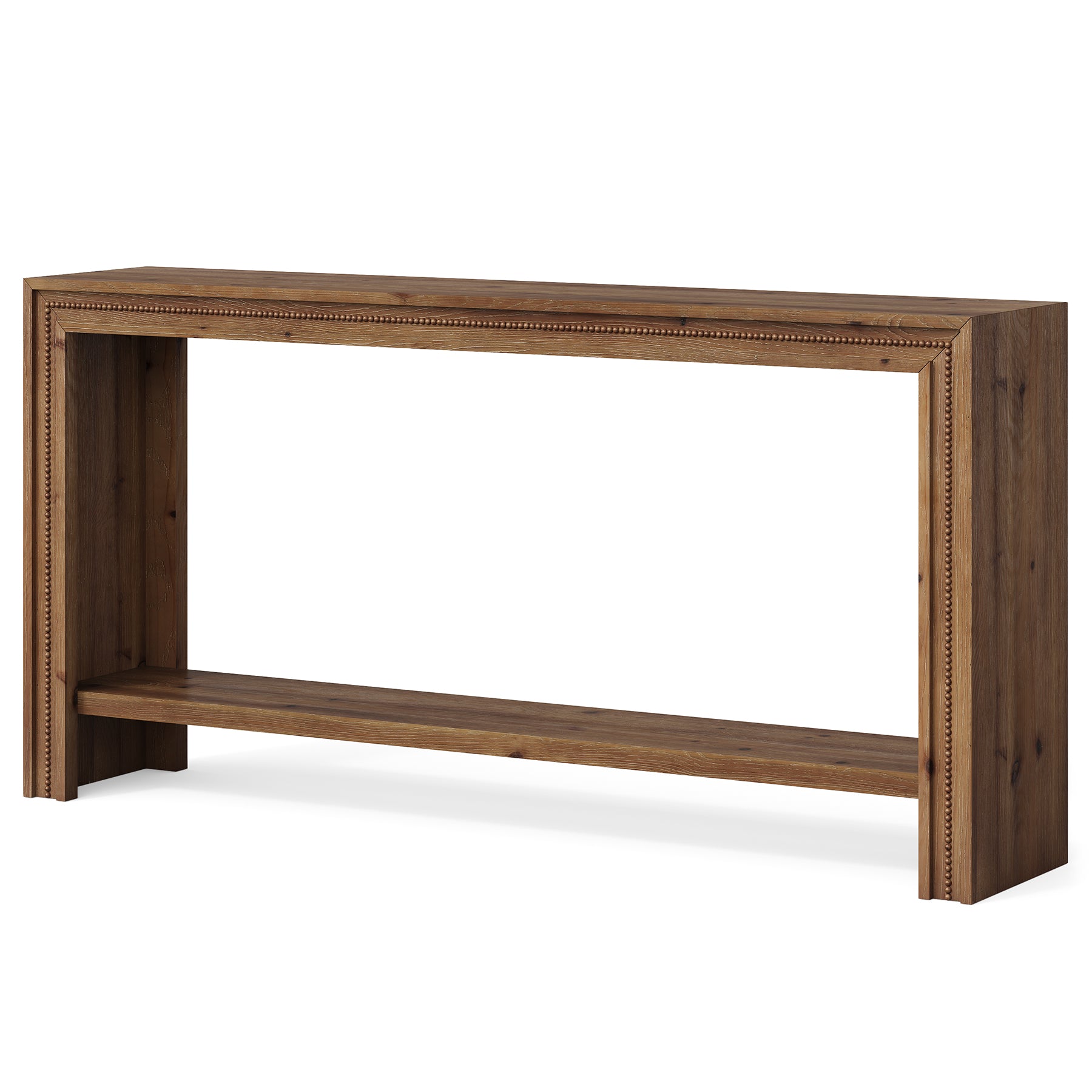 Tribesigns 63-Inch Solid Wood Console Table with Rivet Detailing and 2-Tier Storage Shelf, Farmhouse Narrow Entryway Table for Living Room Hallway and Entryway