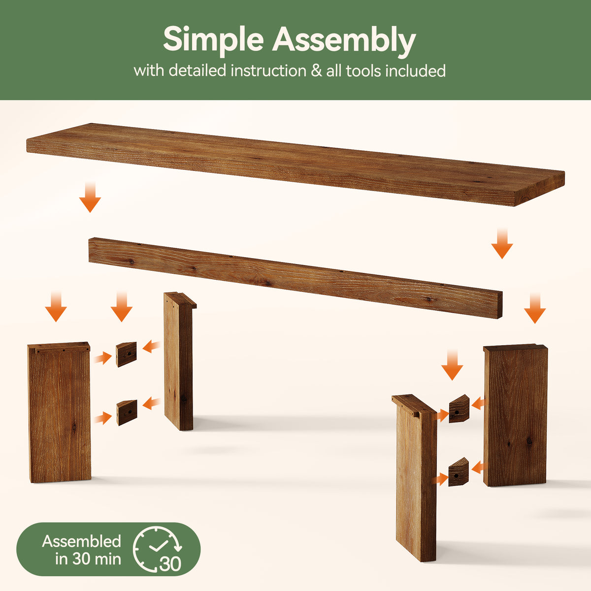 Tribesigns 63 Inch Solid Wood Entryway Bench with Thickened Legs