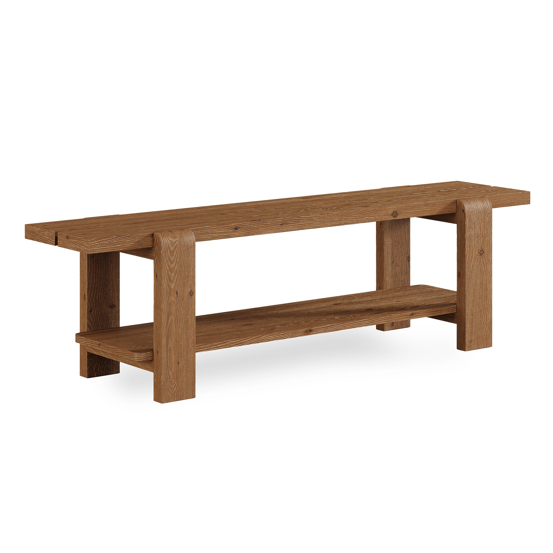 Tribesigns 63-Inch Solid Wood Entryway Bench, Shoe Storage Bench with 2-Tier Shelf for Hallway