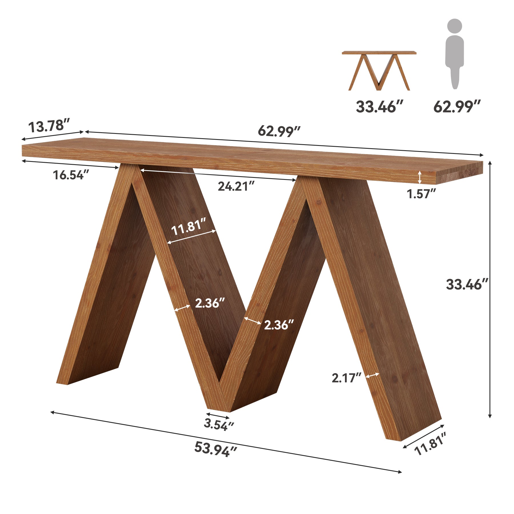 Tribesigns 63-Inch Solid Wood Console Table, Farmhouse Entryway Sofa Table with M-Shaped Base for Living Room and Hallway