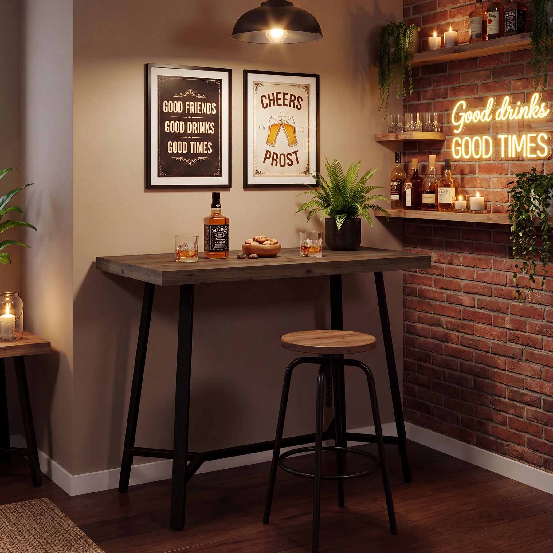 Tribesigns 41.3-Inch Solid Wood Bar Table with Footrest, Industrial Pub Table for Small Kitchens