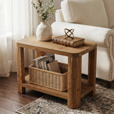 Tribesigns 27 Inch Solid Wood Side Table with 2-Tier Shelf, Farmhouse Bedside Table for Bedroom 3