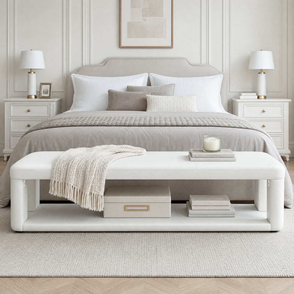 Tribesigns 55.12-Inch Upholstered Storage Bench, Padded End of Bed Bench for Bedroom and Entryway