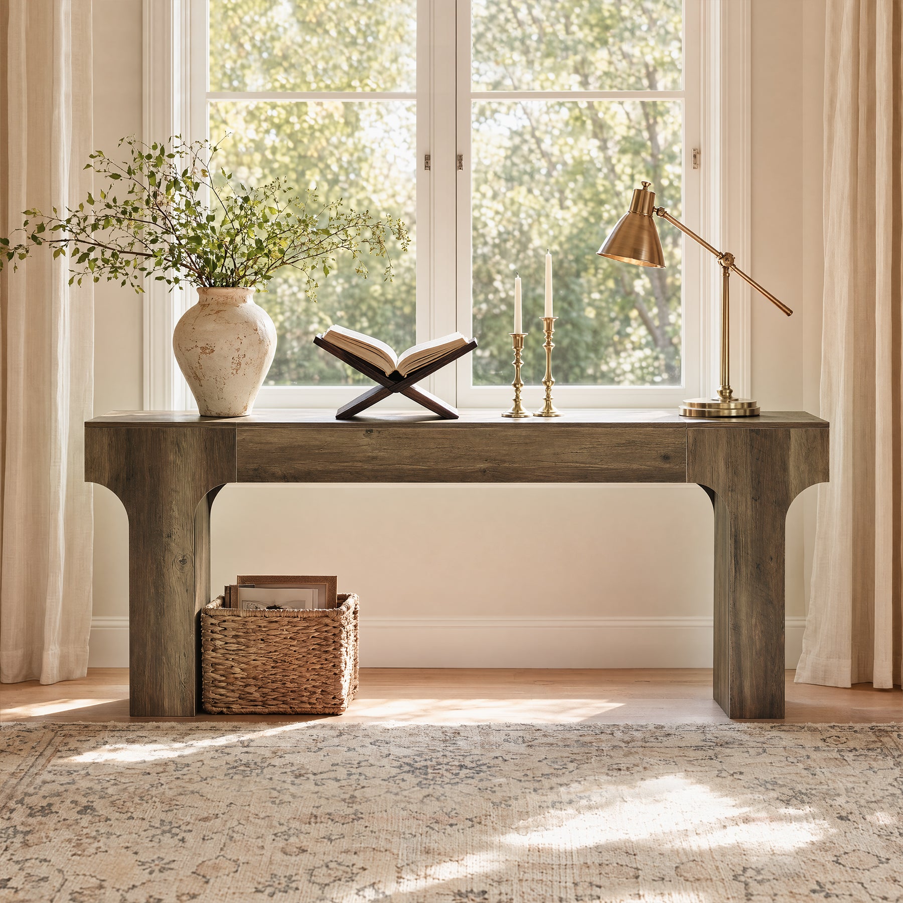 Tribesigns 79-Inch Extra Long Console Table with Arched Base, Farmhouse Sofa Table for Entryway