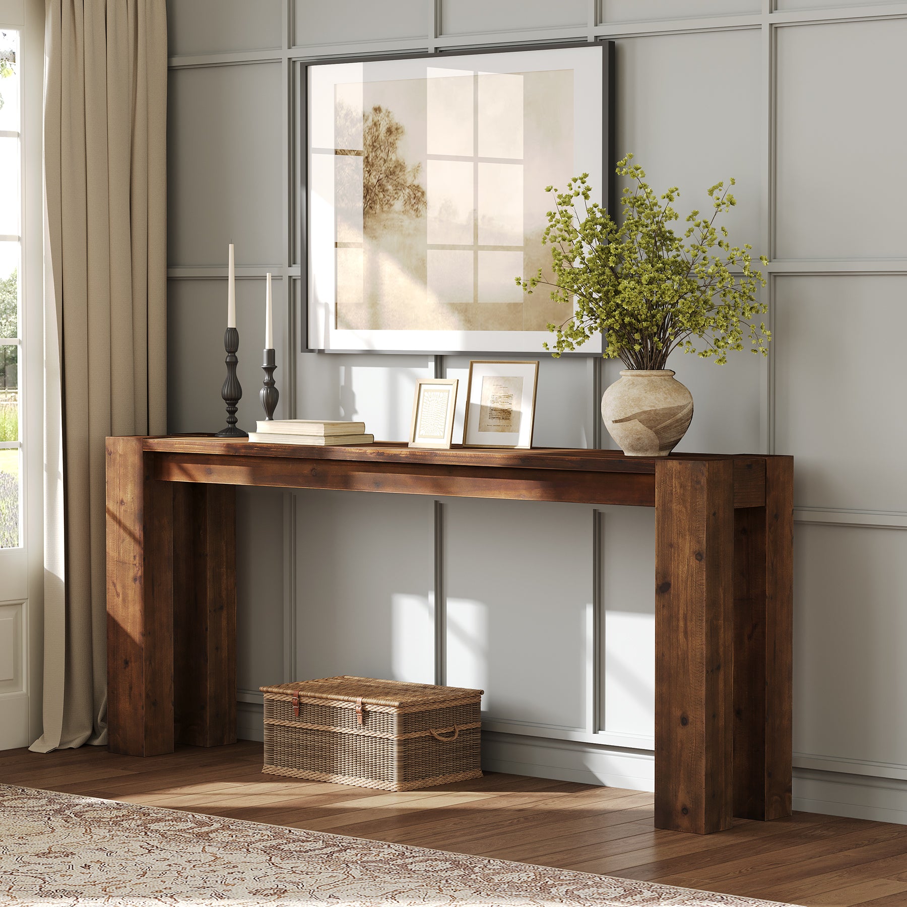 Tribesigns 70.9-Inch Solid Wood Console Table, Sofa Table for Hallway