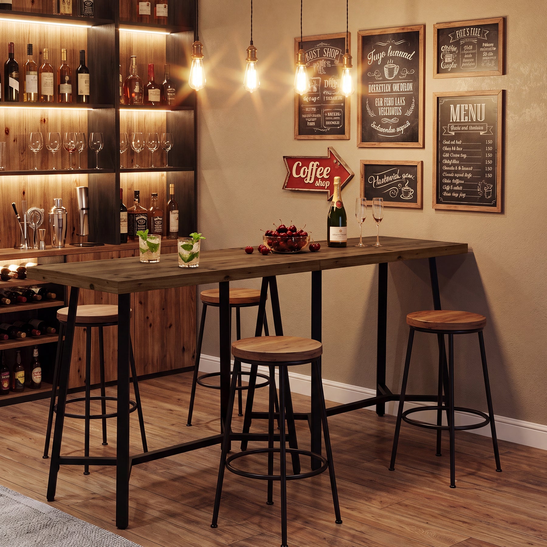 Tribesigns 41.3-Inch Solid Wood Bar Table with Footrest, Industrial Pub Table for Small Kitchens