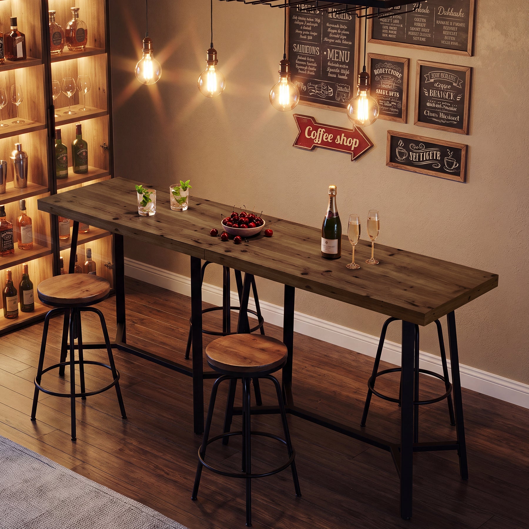 Tribesigns 41.3-Inch Solid Wood Bar Table with Footrest, Industrial Pub Table for Small Kitchens
