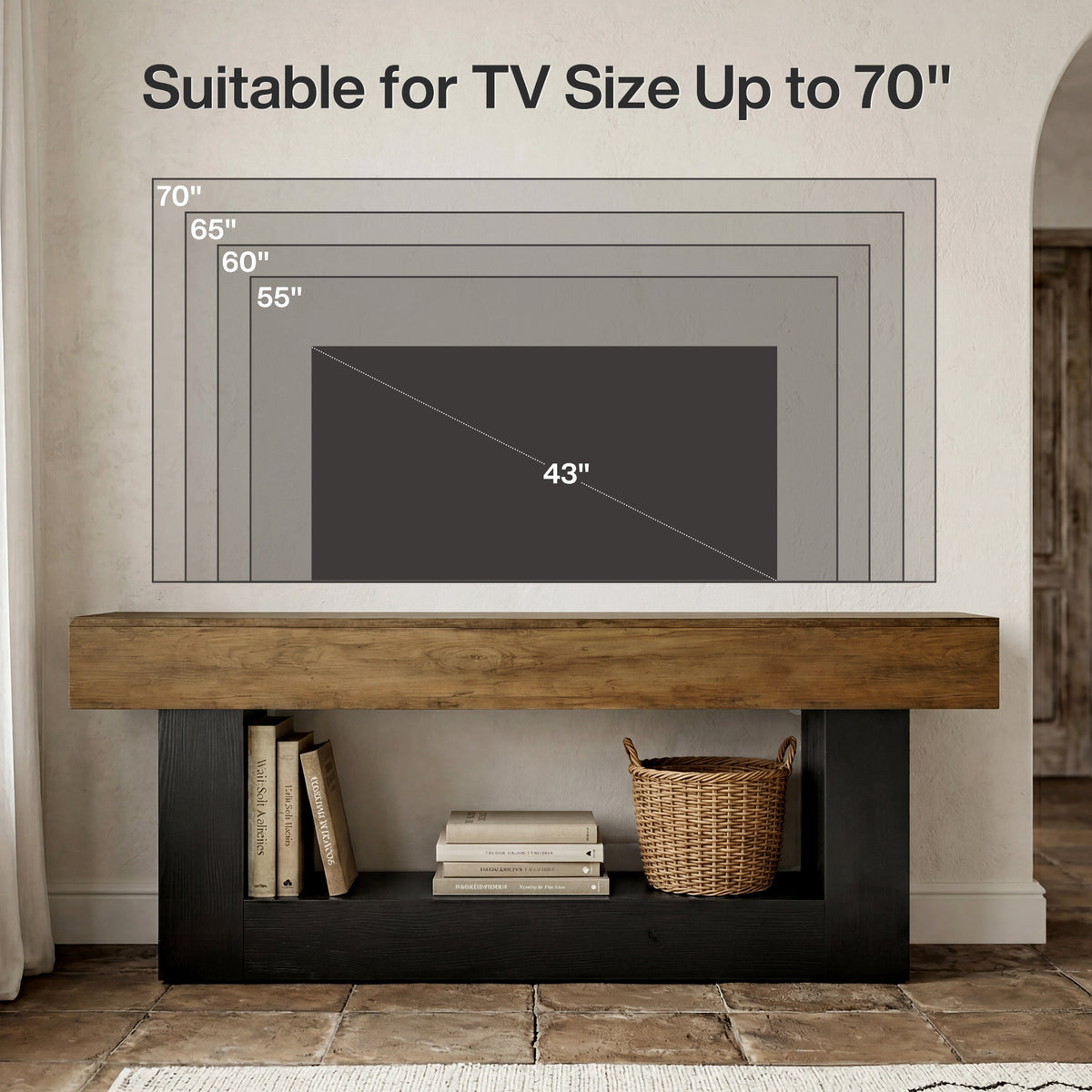Tribesigns 63 Inch TV Stand for 55-70 Inch TVs, Modern Media Console with U-Shaped Base and Open Storage