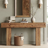 63" Solid Wood Console Table for Entryway, Farmhouse Sofa Table Behind Couch for Living Room 3