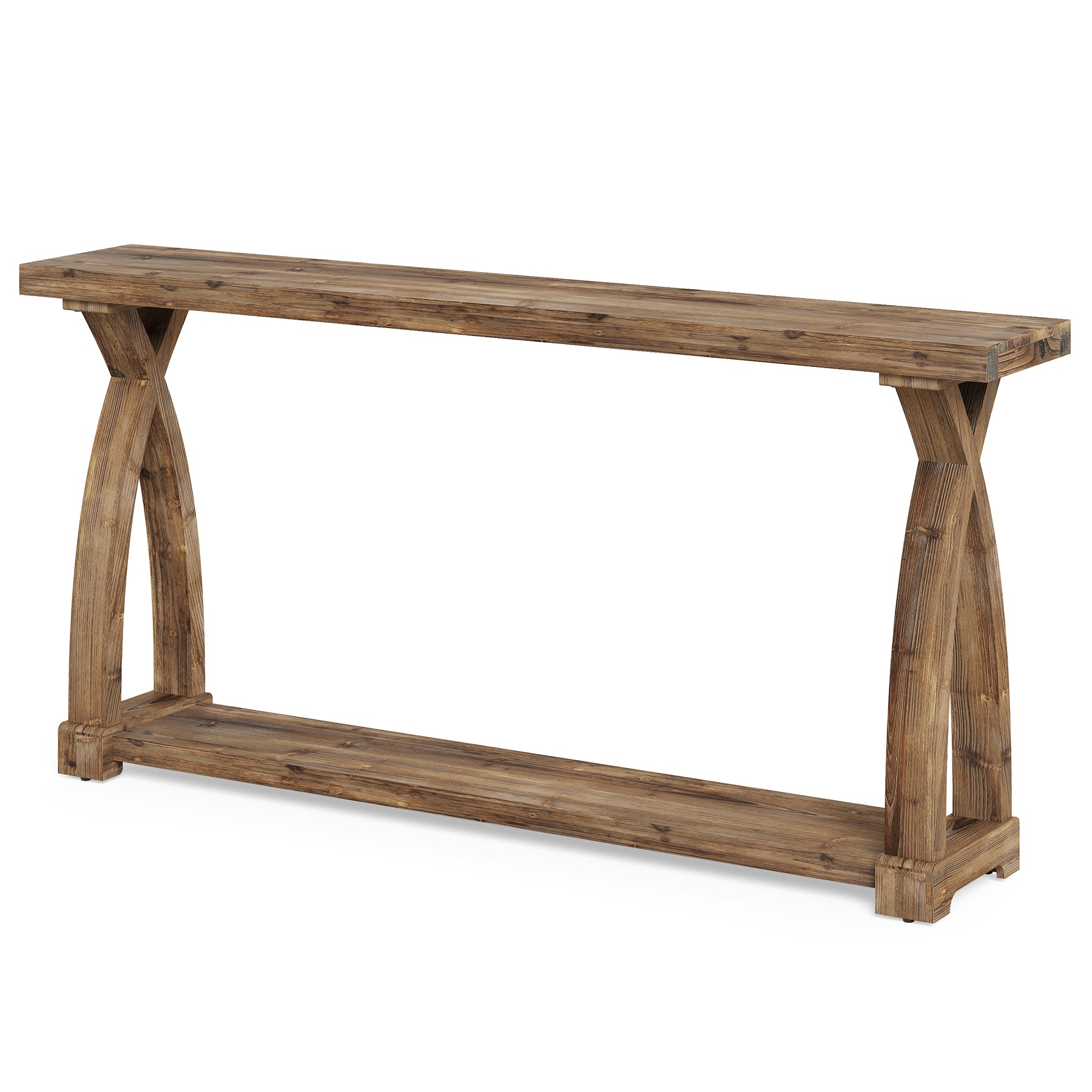 Tribesigns 63-Inch Solid Wood Console Table, Narrow Farmhouse Design with 2-Tier Storage for Entryway and Living Room