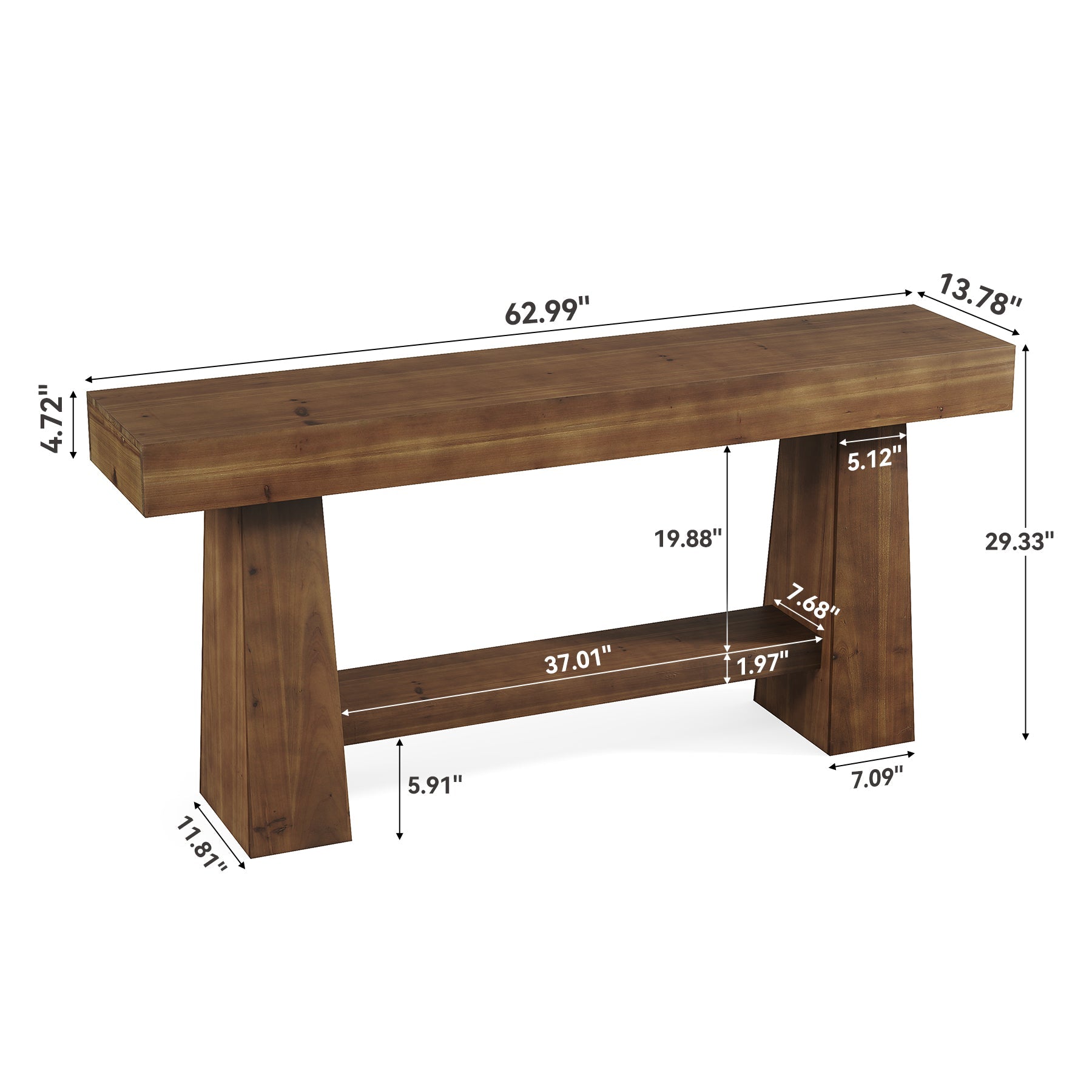 Tribesigns 63-Inch Solid Wood Console Table, Entryway Sofa Table with Storage for Behind Couch