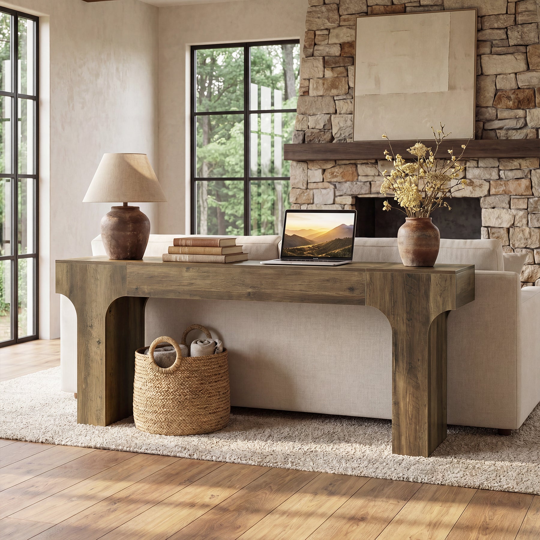 Tribesigns 79-Inch Extra Long Console Table with Arched Base, Farmhouse Sofa Table for Entryway