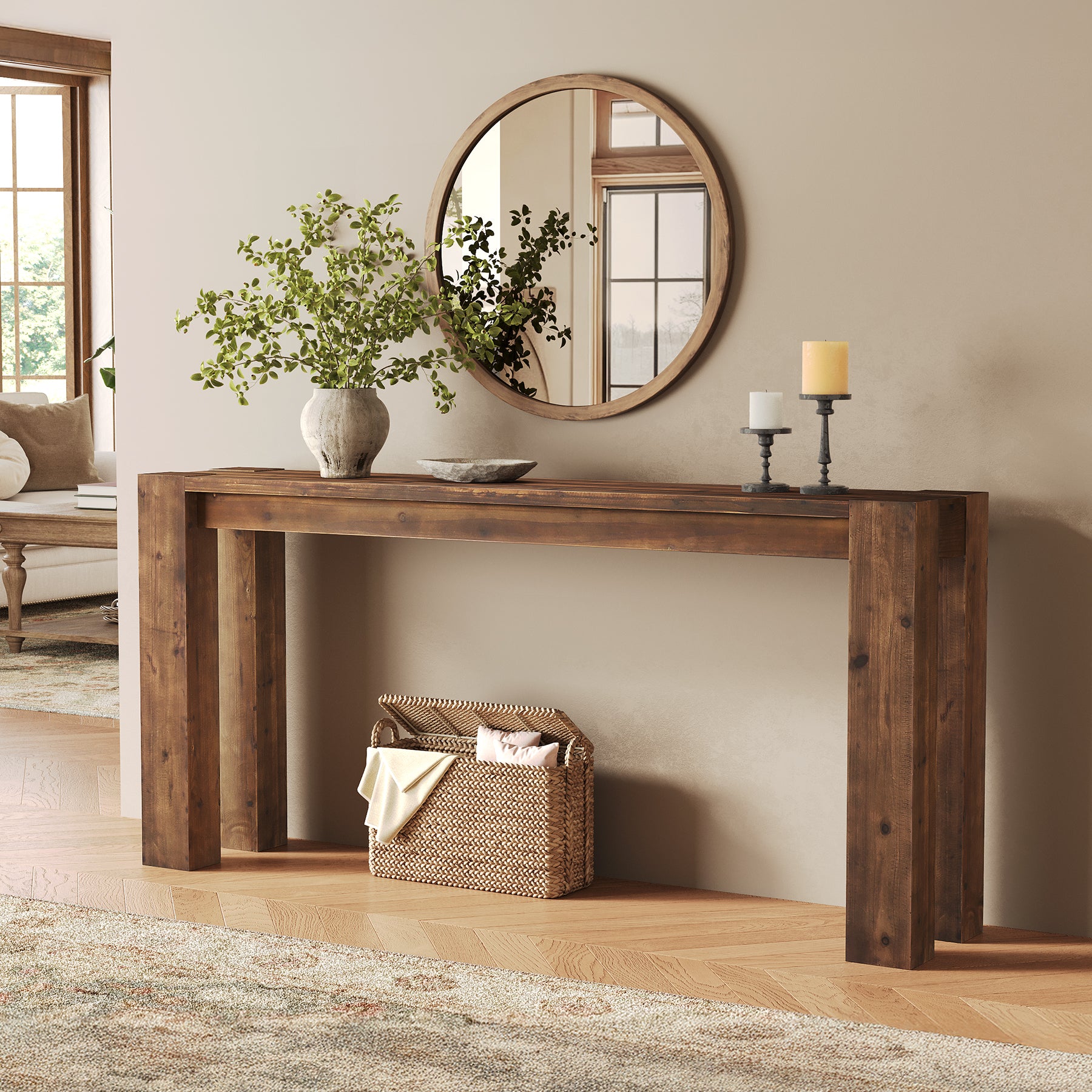 Tribesigns 70.9-Inch Solid Wood Console Table, Sofa Table for Hallway