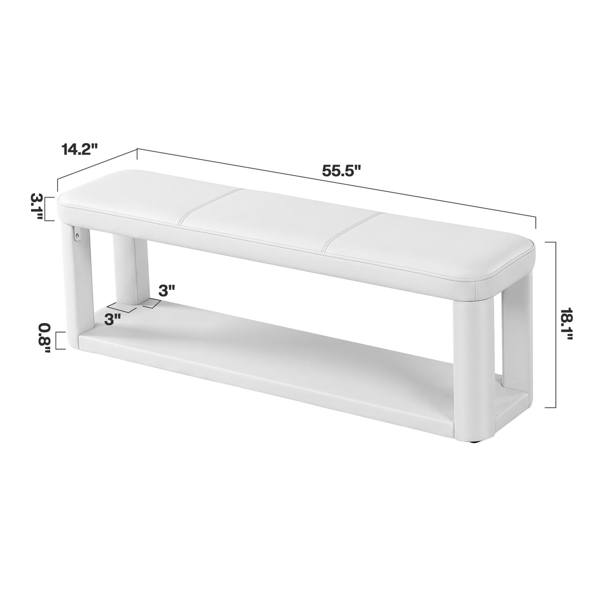 Tribesigns 55.12-Inch Upholstered Storage Bench, Padded End of Bed Bench for Bedroom and Entryway