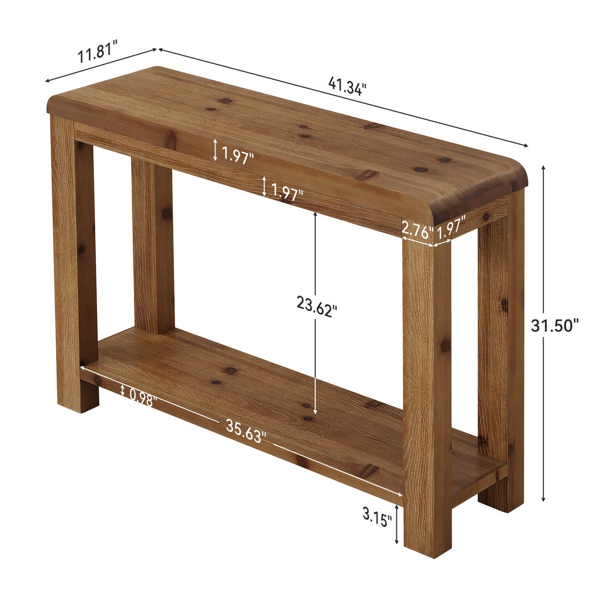 Tribesigns 41.3 Inch Solid Wood Console Table with Open Shelf Storage, Farmhouse Sofa Table for Hallway and Living Room