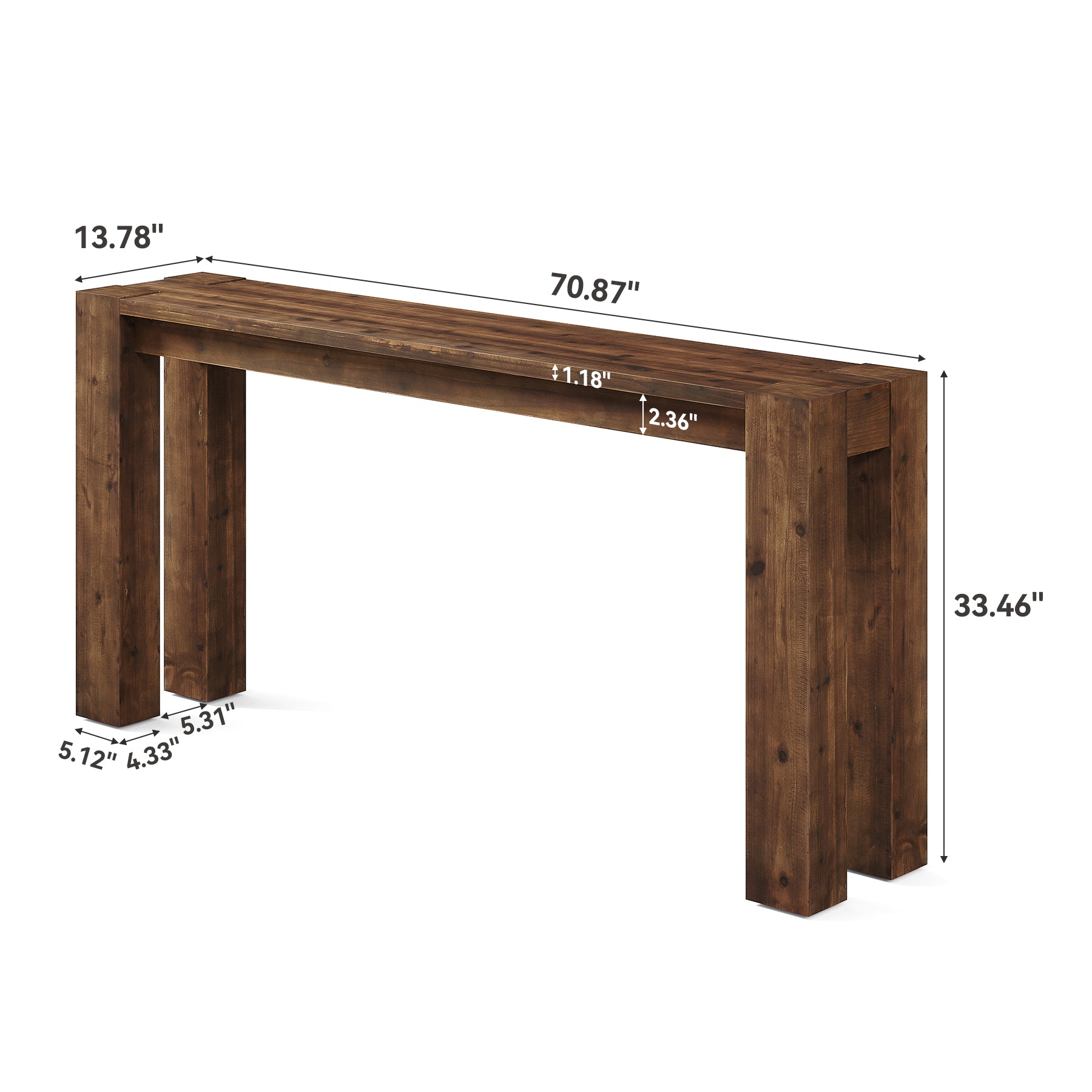 Tribesigns 70.9-Inch Solid Wood Console Table, Sofa Table for Hallway