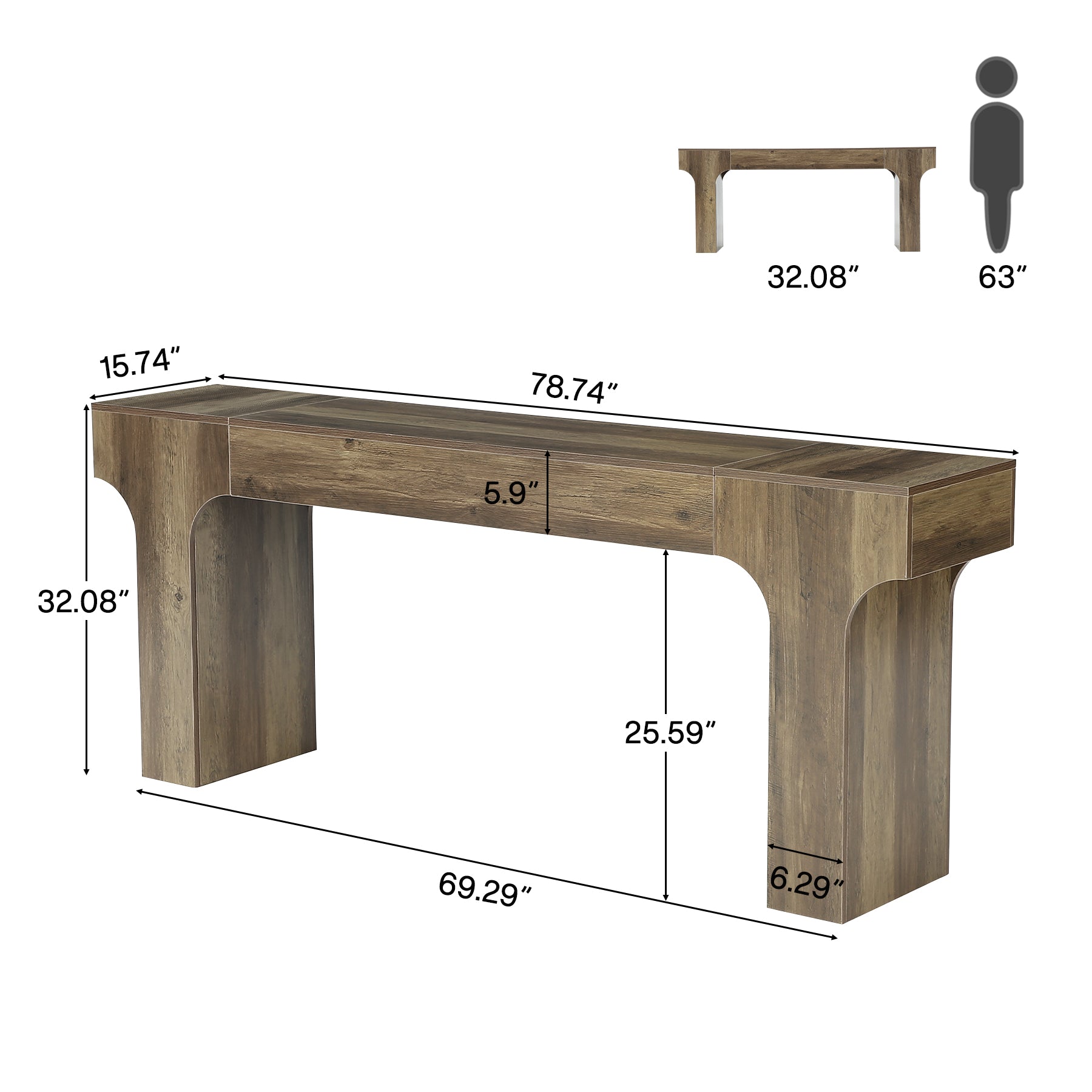 Tribesigns 79-Inch Extra Long Console Table with Arched Base, Farmhouse Sofa Table for Entryway