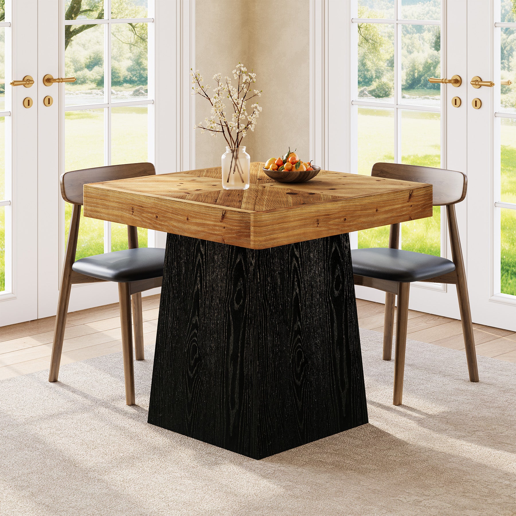 Tribesigns 31.5" Solid Wood Dining Table, Square Farmhouse Table for 2-4