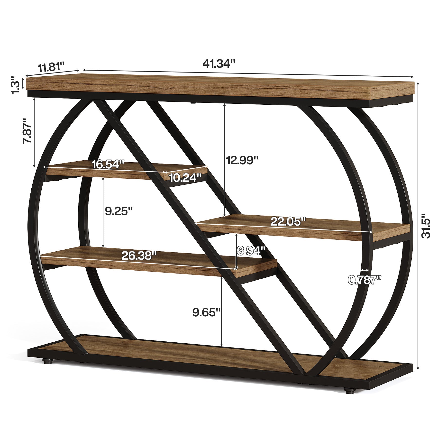 Tribesigns 41.3" Console Table, 5-Tier Industrial Entryway Table for Hallway