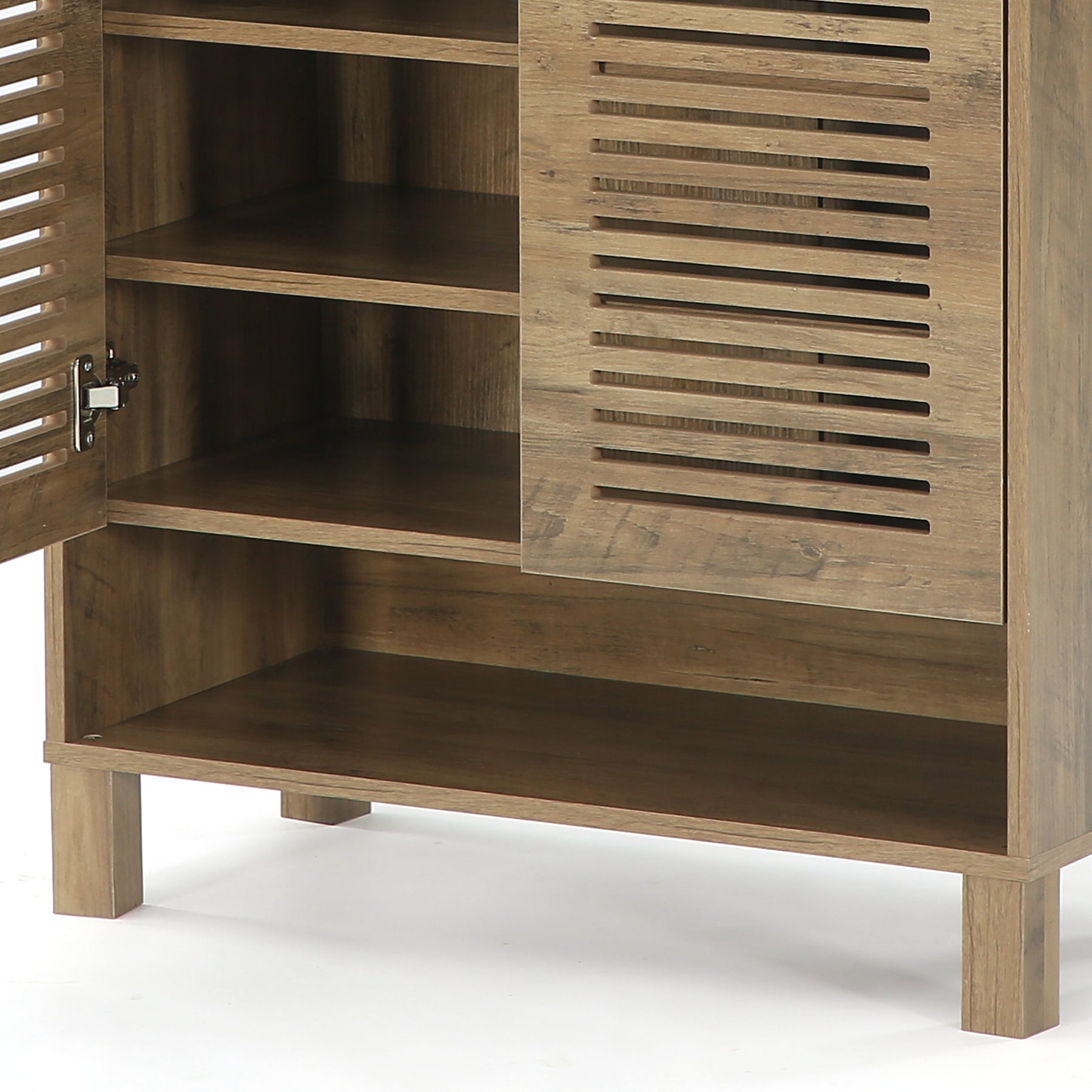 Free-Standing Shoe Cabinet, Narrow Farmhouse Wooden Organizer with 6 Shelves