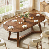 63" Oval Solid Wood Dining Table for 4-6, Farmhouse Kitchen Table with Sturdy Tapered Legs 3
