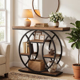 41.3" Industrial Console Table with 4-Tier Storage, Entryway Sofa Table for Hallway Living Room Entrance 3