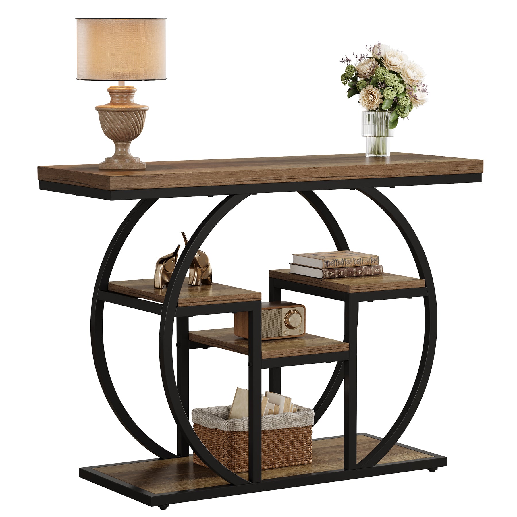 Tribesigns 41 Inch Industrial Console Table with Storage, 4 Tier Narrow Sofa Table for Entryway Living Room