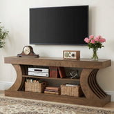 63-Inch Farmhouse TV Stand with 3-Tier Storage, Curved Entertainment Center for Living Room and Bedroom 3