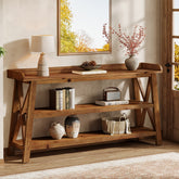 Tribesigns 63-Inch Solid Wood Console Table with X-Frame, 3-Tier Hallway Table for Living Room 3