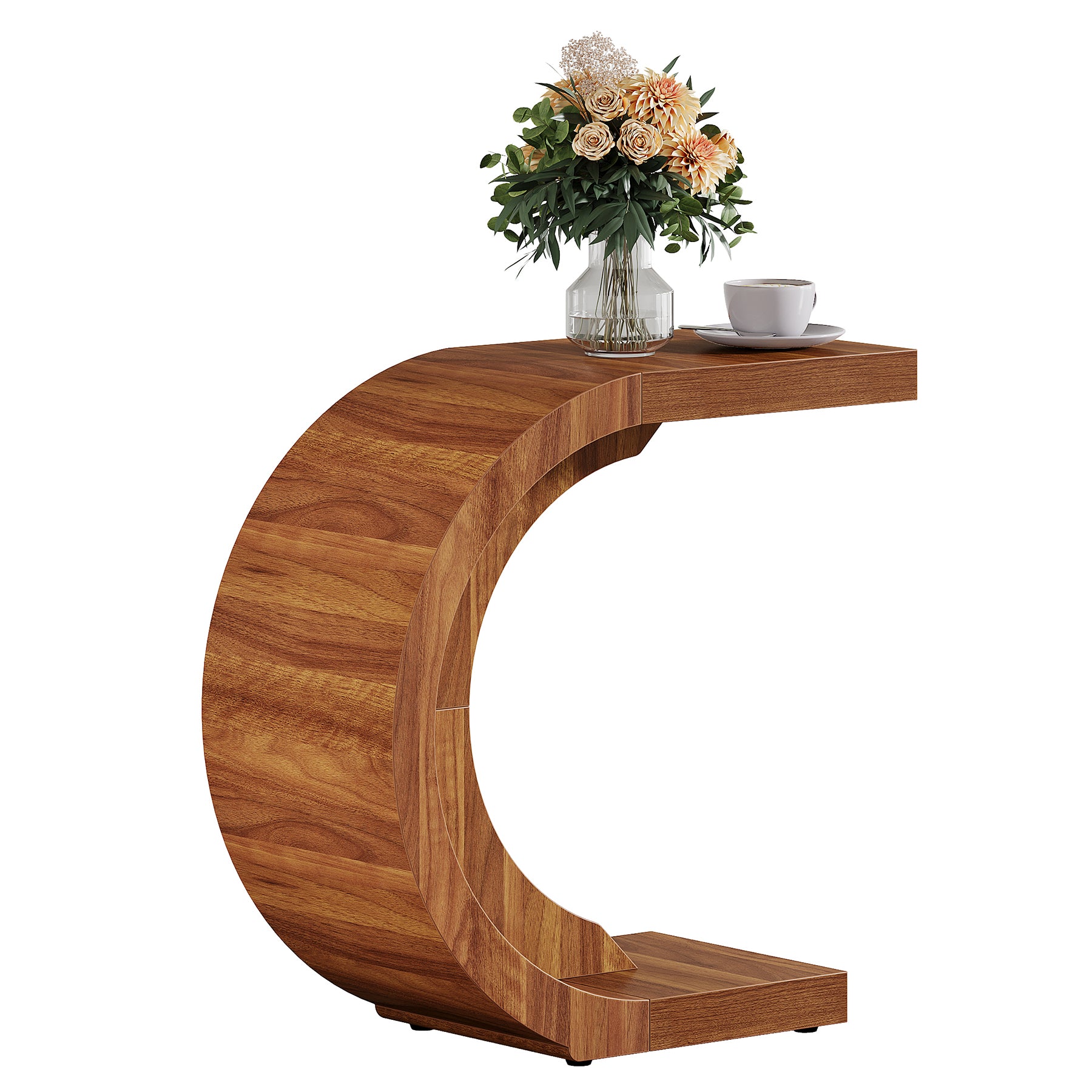 Modern C-Shape Side Table, Space-Saving End Table