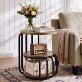 19.69 Inch Round End Table, 3 Tier Industrial Side Table with Storage for Living Room 3