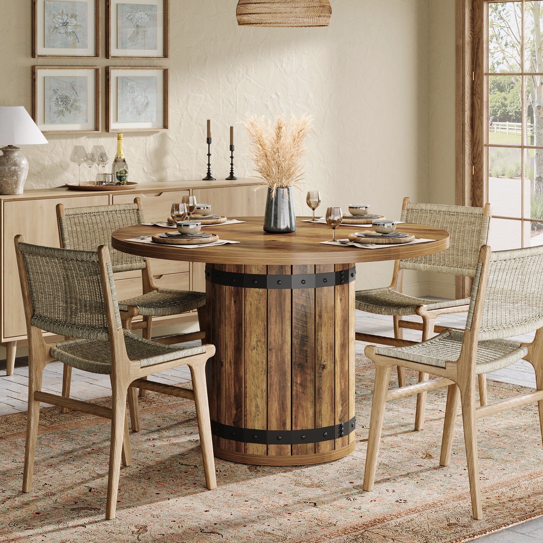 Tribesigns 39.37-Inch Round Dining Table, 4-Person Kitchen Table