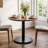 Tribesigns 31.5-Inch Round Dining Table with Black Metal Pedestal Base, Small Kitchen Table for 2-4 People in Dining Room 3