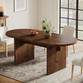 63-Inch Solid Wood Oval Dining Table for 4 to 6 People with Double Pedestal Base, Farmhouse Kitchen Table for Dining Room and Home Kitchen 3