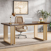63" Office Desk, Wood Computer Desk with Metal Frame for Home Office Bedroom Study 3