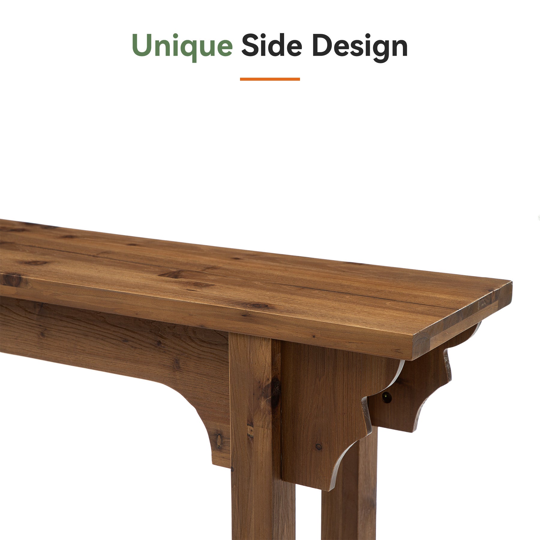 Tribesigns 63-Inch Solid Wood Console Table with Unique Side Design, Farmhouse Narrow Sofa Table for Entryway