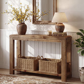 Tribesigns 41.3 Inch Solid Wood Console Table with Open Shelf Storage, Farmhouse Sofa Table for Hallway and Living Room 3