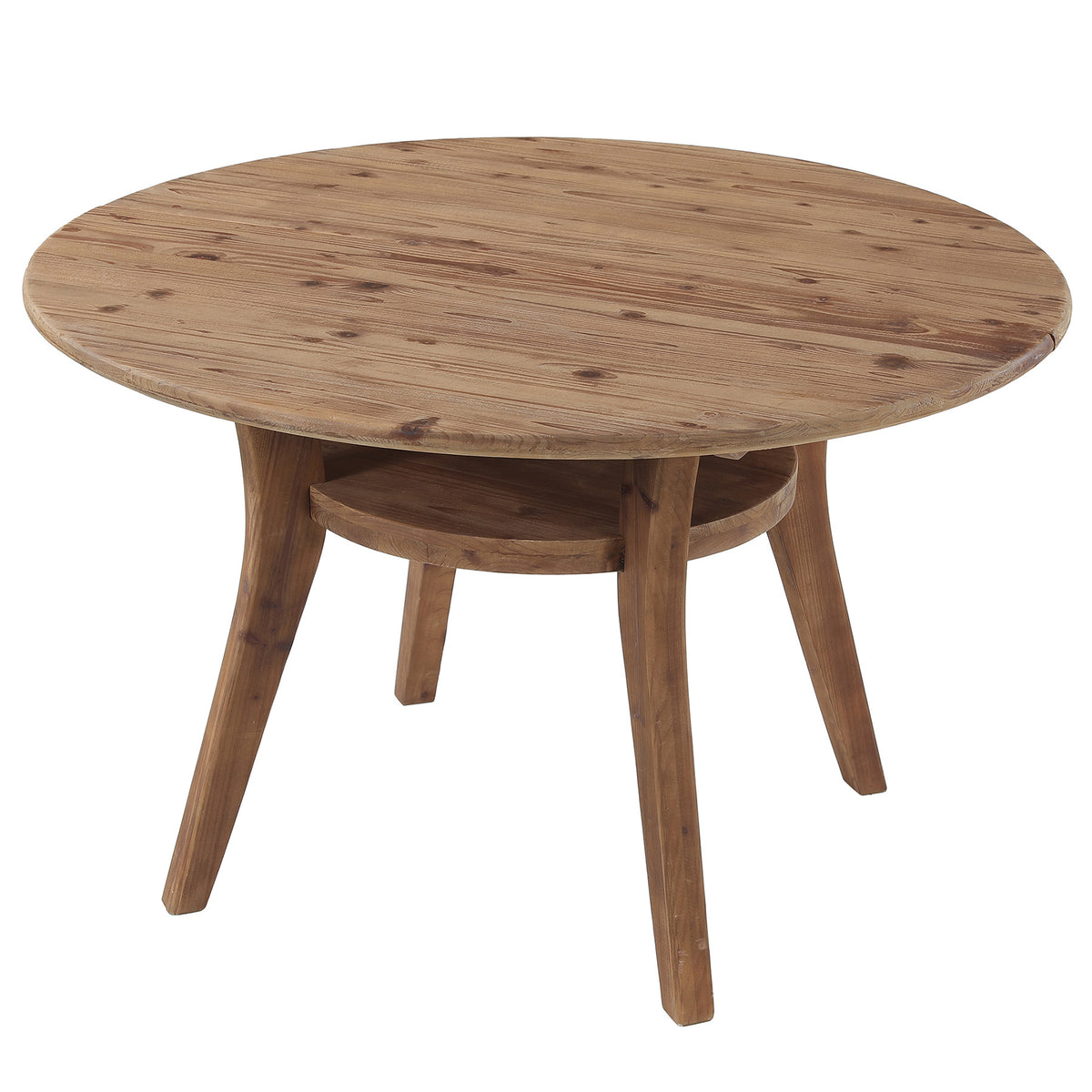 Tribesigns 47.2 Inch Solid Wood Round Dining Table for 4-6, Farmhouse Kitchen Table with Lower Storage Shelf