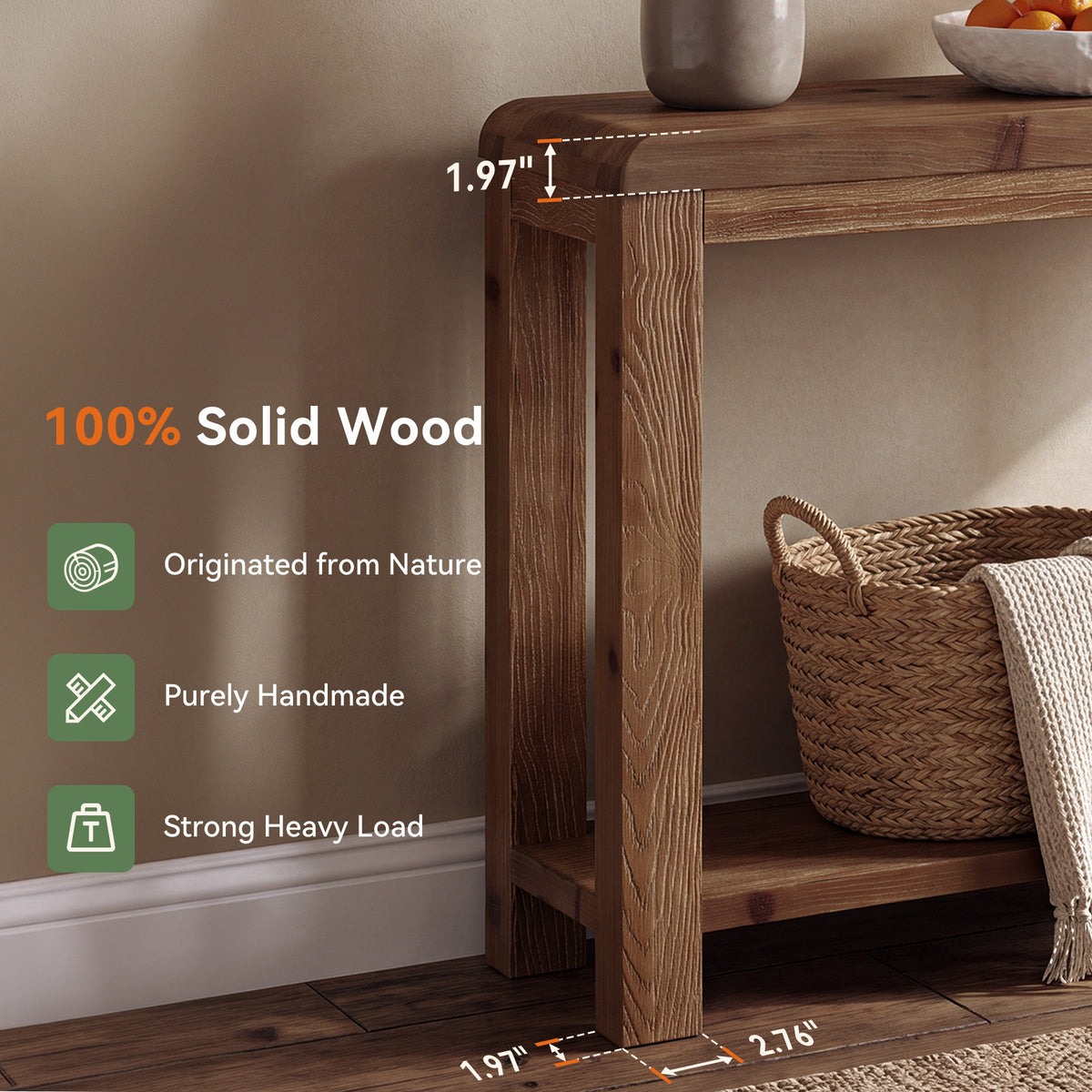 Tribesigns 41.3 Inch Solid Wood Console Table with Open Shelf Storage, Farmhouse Sofa Table for Hallway and Living Room