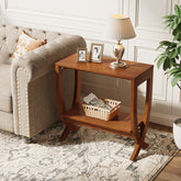 Tribesigns 23.62" Small Solid Wood Side Table with Arched Legs, 2-Tier End Table for Sofa Side 3