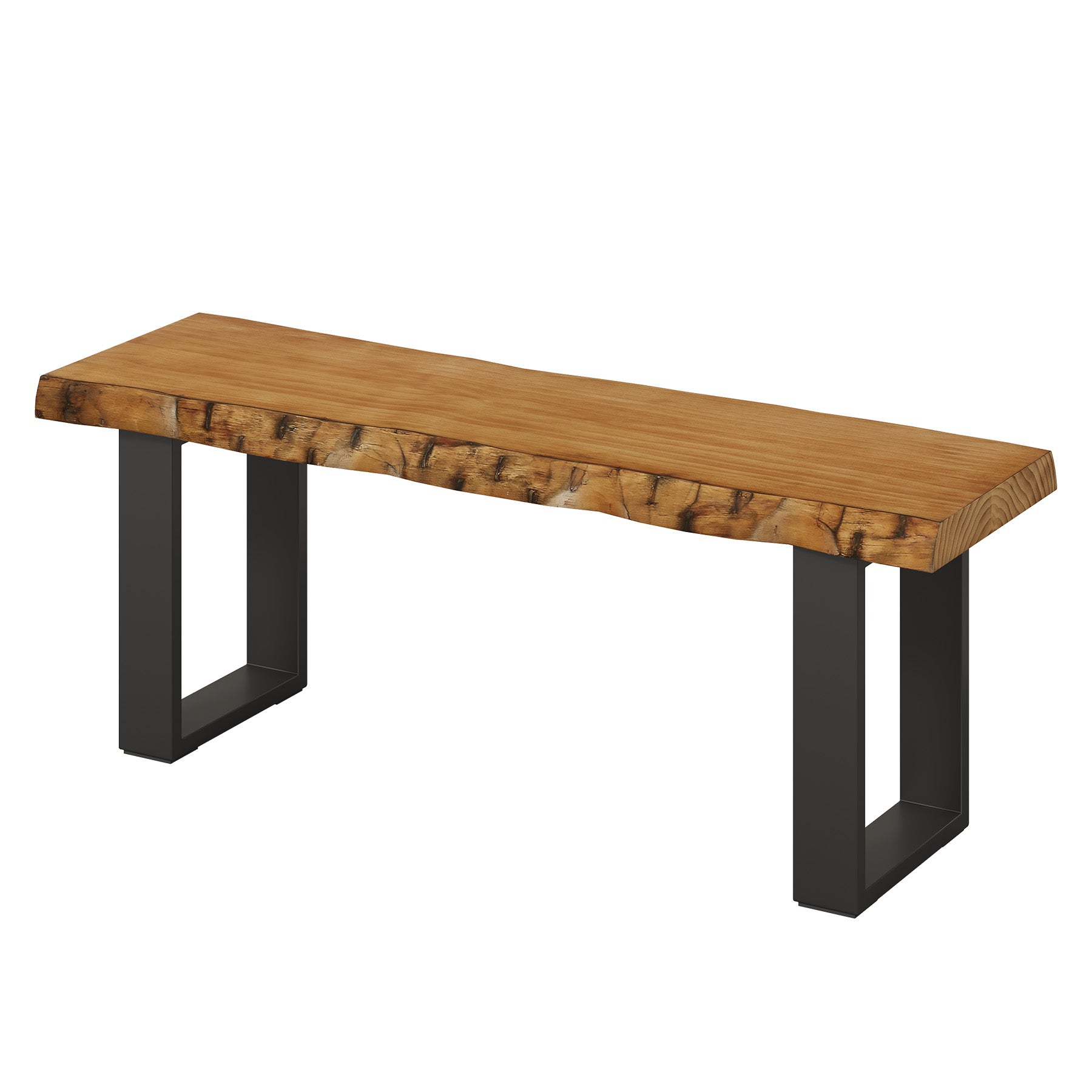 Tribesigns 47.24-Inch Industrial Entryway Bench with Solid Wood Seat, Narrow Shoe Bench for Bedroom and Hallway