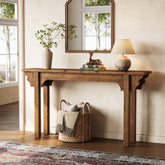 Tribesigns 63-Inch Solid Wood Console Table with Unique Side Design, Farmhouse Narrow Sofa Table for Entryway 3