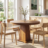 Tribesigns 31.5 Inch Round Dining Table with Solid Wood Top and Geometric Base, Small Kitchen Table for 2-4 3