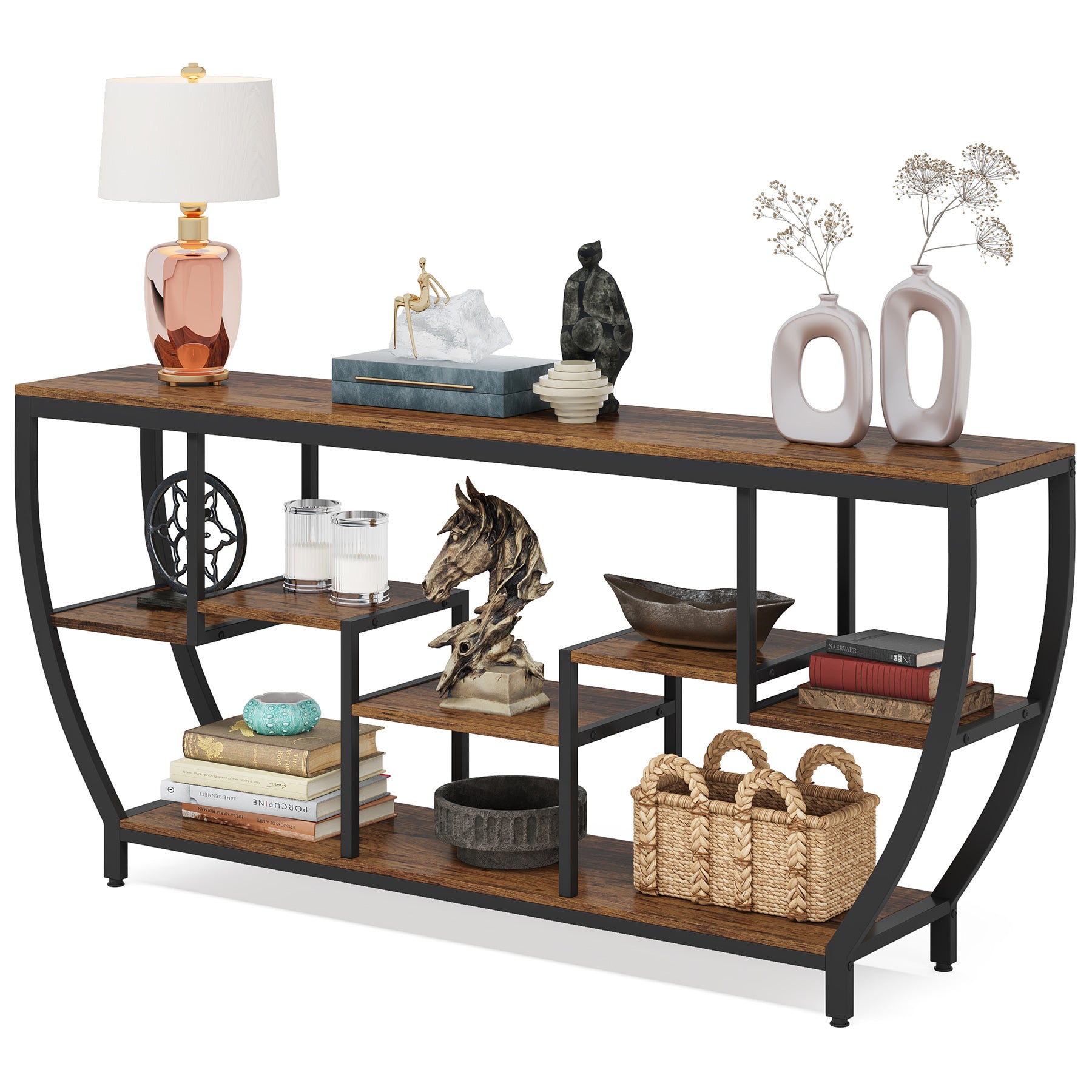 Tribesigns 70.9" Sofa Table with Shelves, Console Table for Living Room
