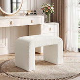 23.62-Inch Modern Vanity Stool with Faux Cashmere Upholstery, Arched Ottoman Footstool 3
