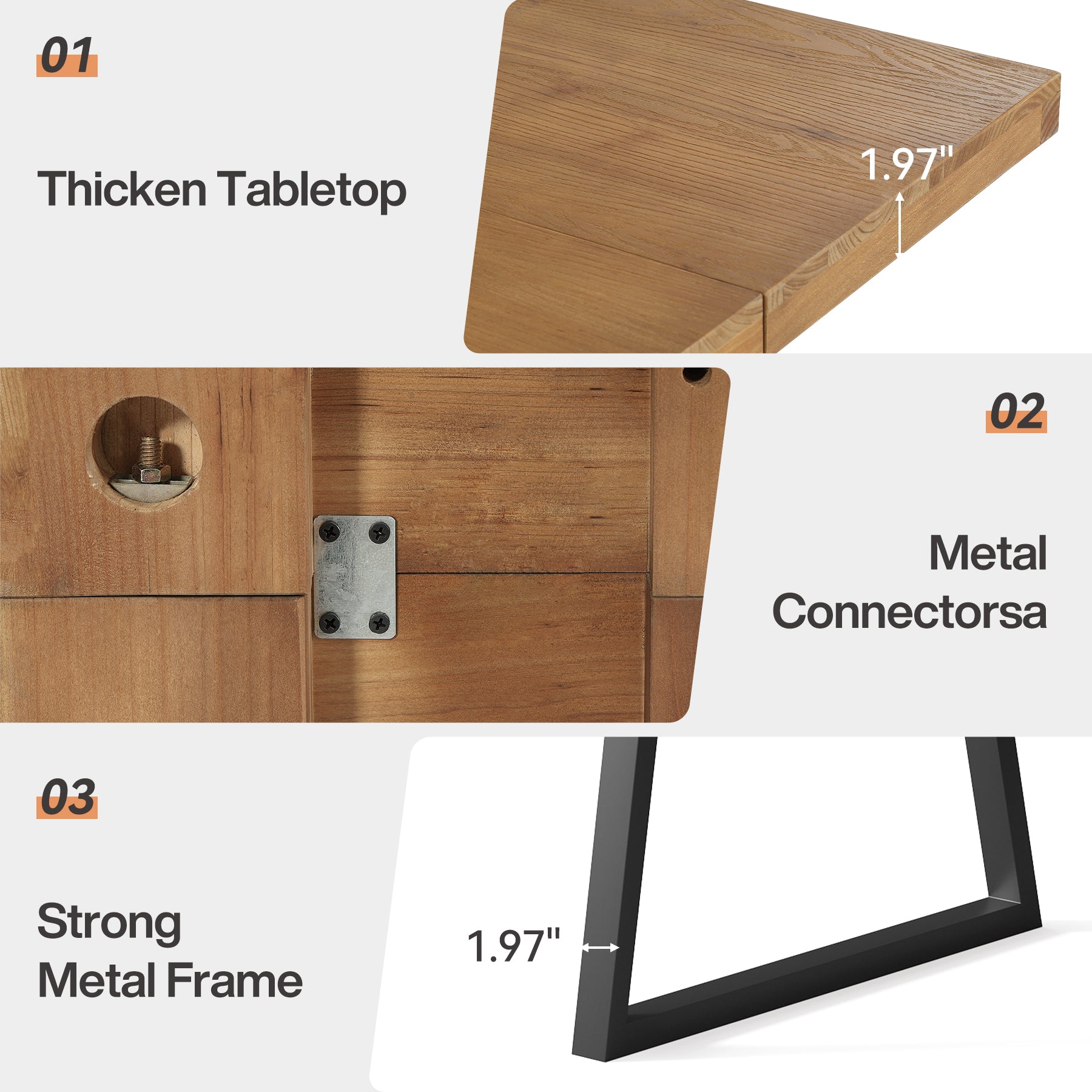 Tribesigns 63-Inch Solid Wood Dining Table with Heavy-Duty Metal Legs, Industrial Kitchen Table for 4-6 People