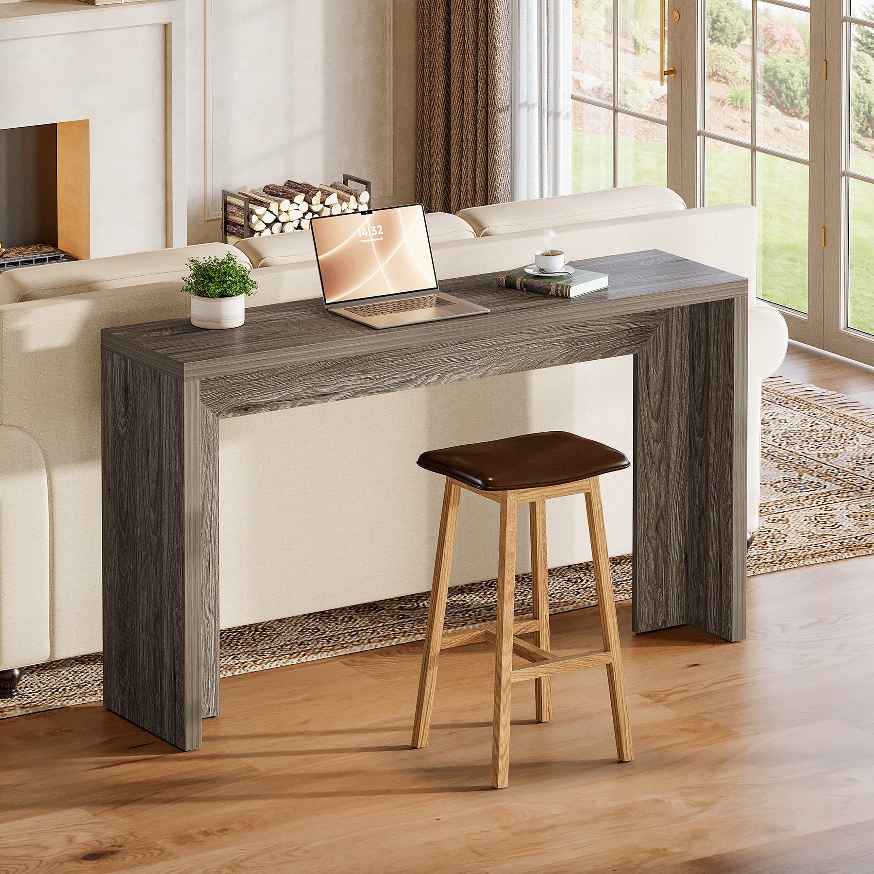 Tribesigns 55-Inch Farmhouse Console Table with Storage, Narrow Wooden Entryway Sofa Table